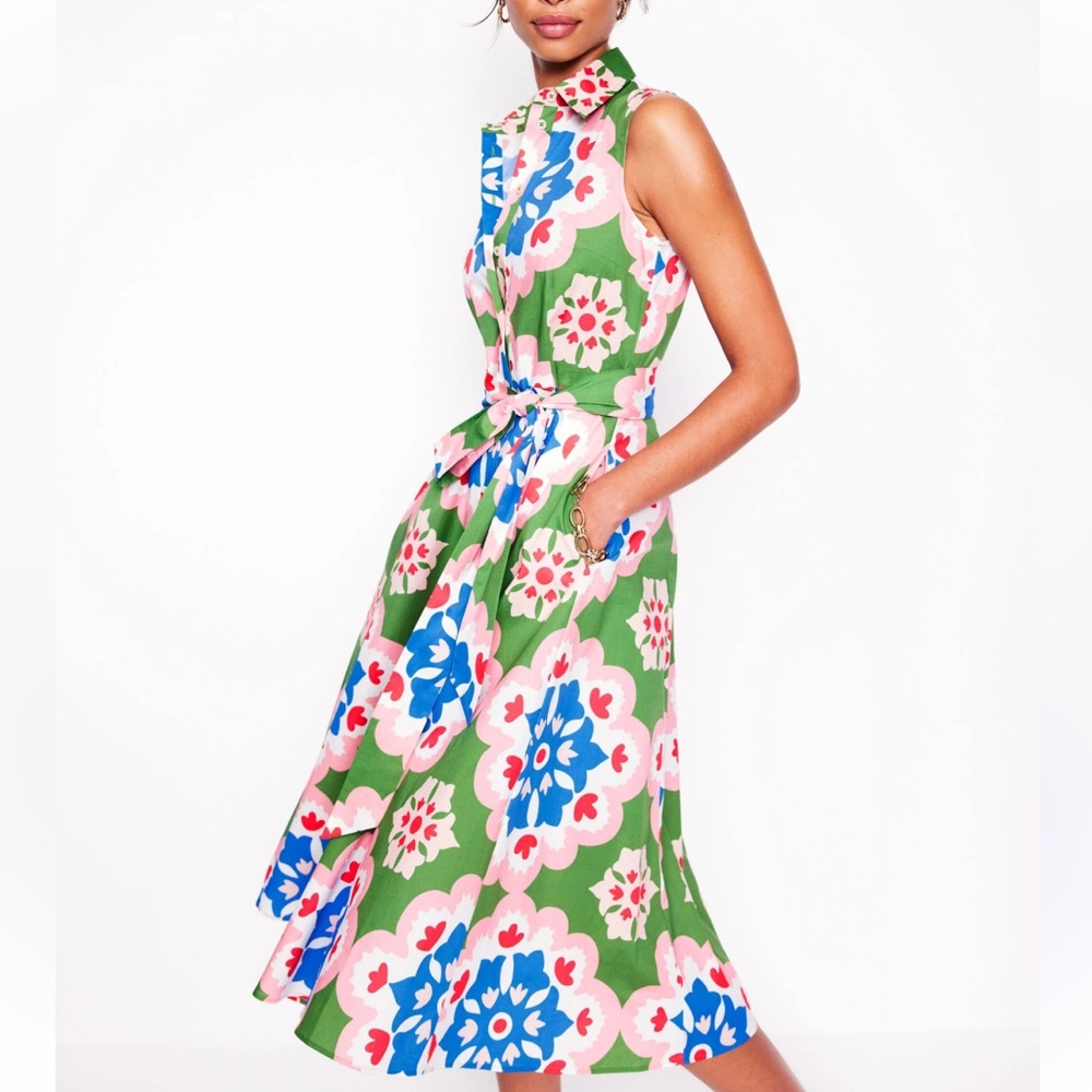 NWT Boden Women’s Amy Sleeveless Shirt Dress Multi
Bloom Geo Floral 4 US Midi